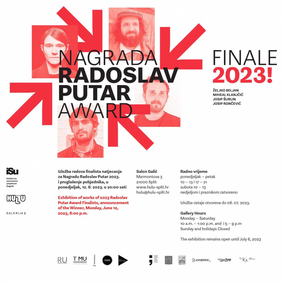 pozivnica- Finale 2023! / Radoslav Putar – nagrada za najbolje mlade likovne umjetnike – 12.6. u 20:00 sati u splitskom Salonu Galić