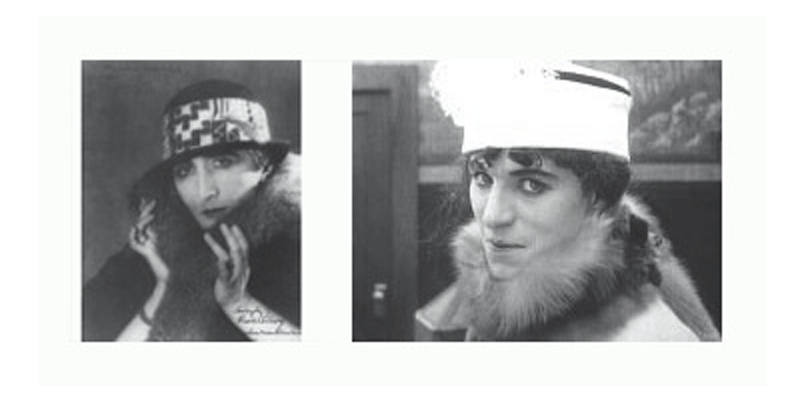 Man Ray, Marcel Duchamp kao Rrose Sélavy, 1920. Charles Chaplin, A Woman (film still), 1915.