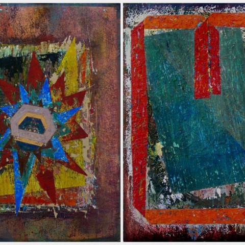 Untitled, 100X140 cm Diptych, Mixed Media on Paperboard