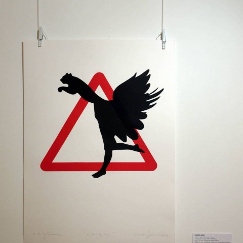 KAIROS, linorez (ciklus Zabrane i upozorenja), 2014. KAIROS, linocut (Prohibitions and Warning cyclus), 2014. 50 x 70 cm