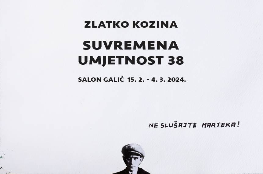 pozivnica- izložba ”Suvremena umjetnost 38” Zlatka Kozine, četvrtak 15.2. u Salonu Galić